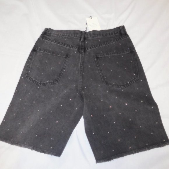New Generation Love WOMEN Shorts Jeans Denim S SMALL Washed Black Freya Crystal - Picture 5 of 6